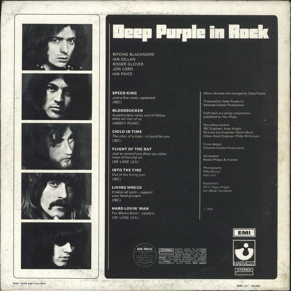 Deep Purple In Rock Italian vinyl LP album (LP record)