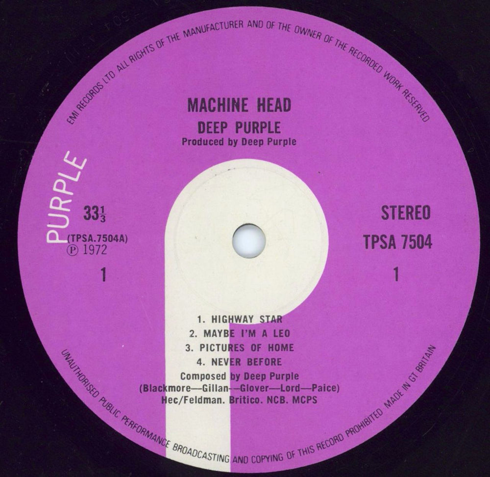 Deep Purple Machine Head - 2nd + Insert - VG UK vinyl LP album (LP record) DEELPMA772561