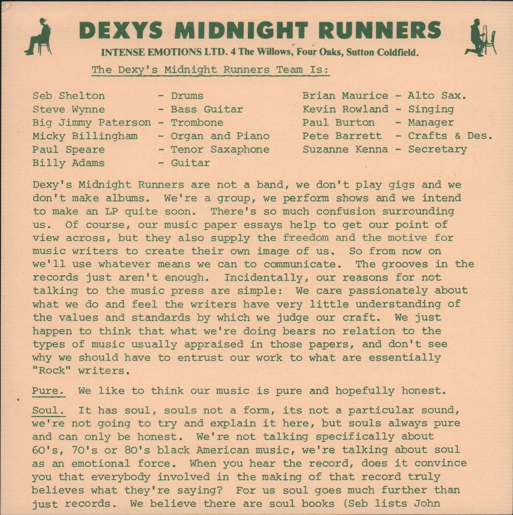 Dexys Midnight Runners Show Me + info sheet UK 7" vinyl single (7 inch record / 45) DEX07SH667483