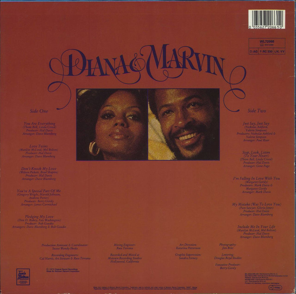 Diana Ross Diana & Marvin German vinyl LP album (LP record) 035627206610