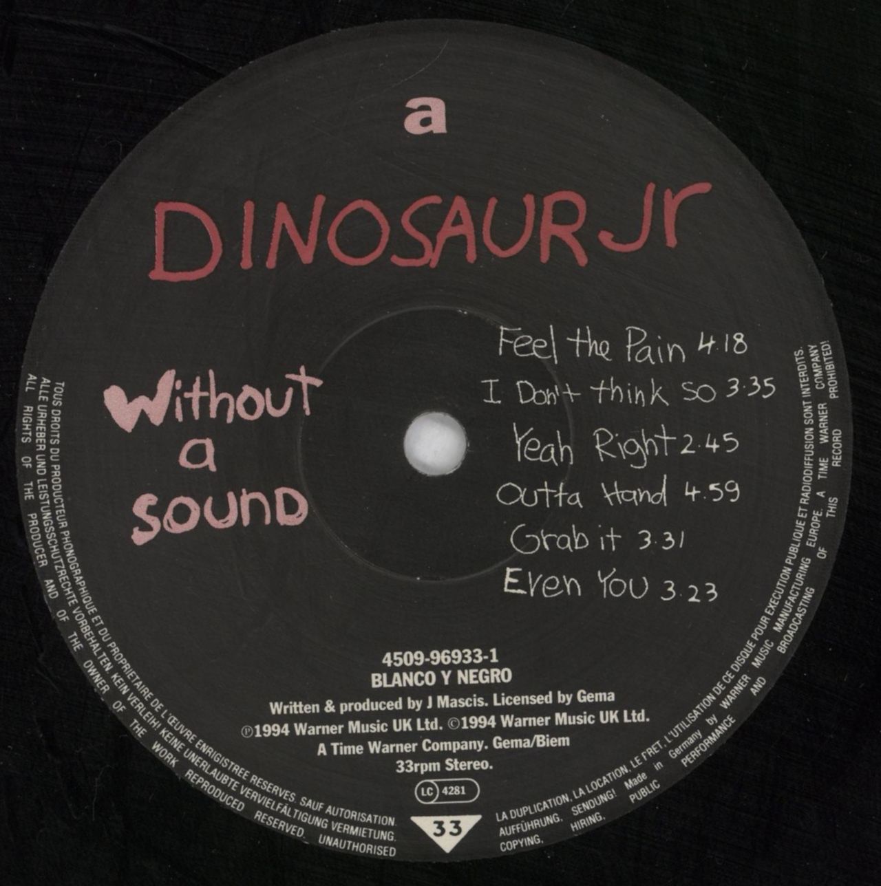 Dinosaur Jr Without A Sound German Vinyl LP — RareVinyl.com
