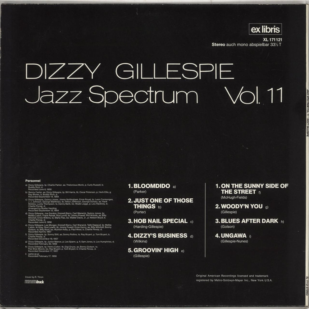 Dizzy Gillespie Jazz Spectrum Vol. 11 Swiss vinyl LP album (LP record)