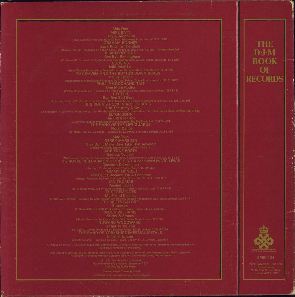 DJM Records The DJM Book Of Records UK Promo vinyl LP album (LP record)