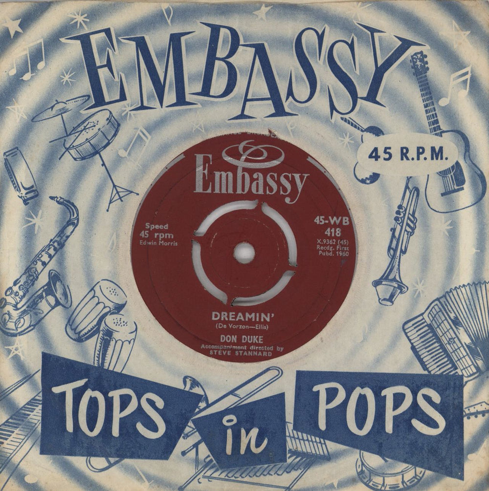 Don Duke Dreamin' UK 7" vinyl single (7 inch record / 45) 45-WB418
