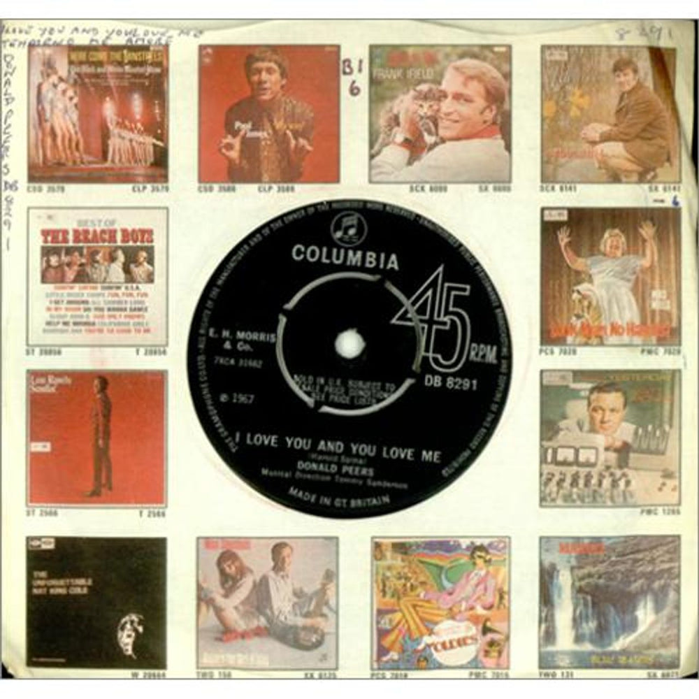 Donald Peers I Love You And You Love Me UK 7" vinyl single (7 inch record / 45) DB8291