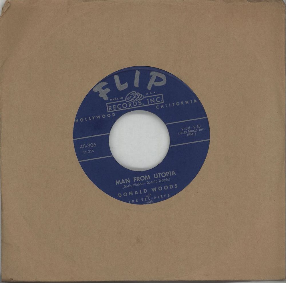 Donald Woods & The Vel-Aires Man From Utopia US 7" vinyl single (7 inch record / 45) 45-306