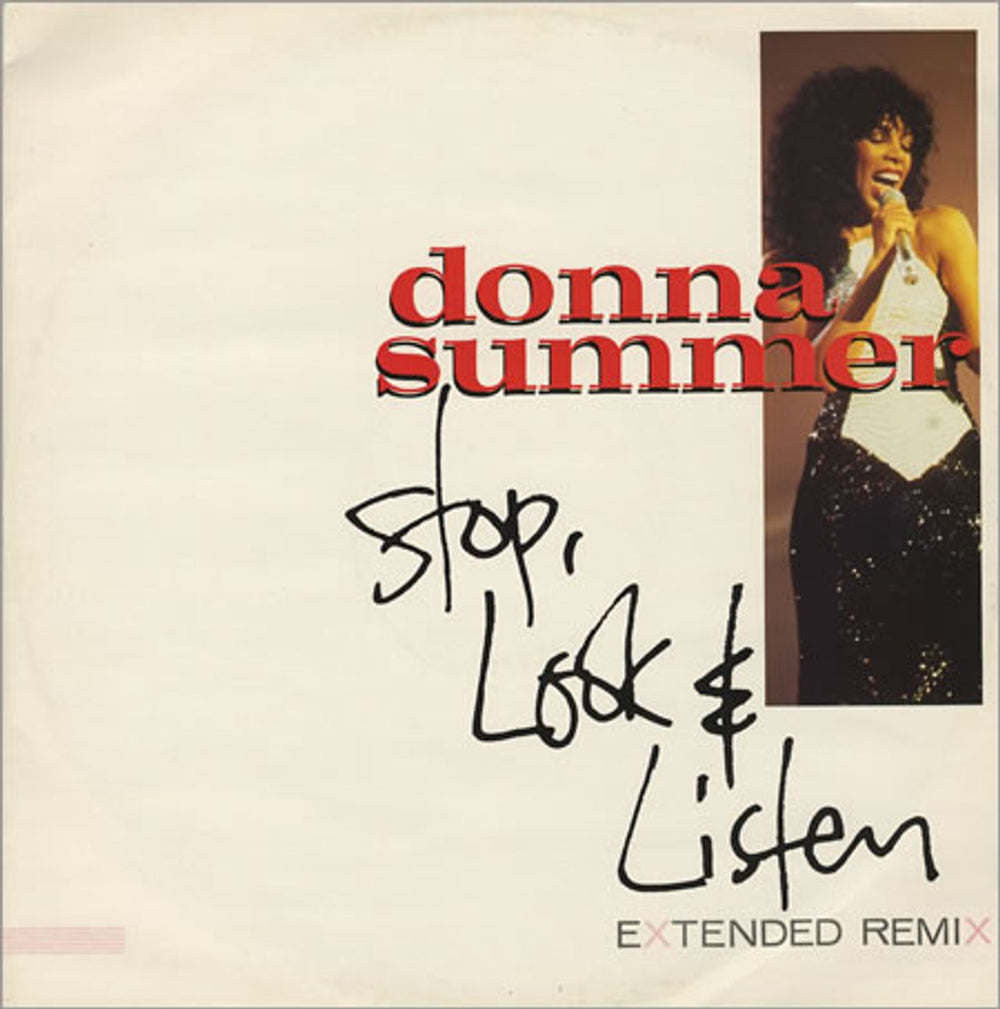 Donna Summer Stop Look & Listen UK 12" vinyl single (12 inch record / Maxi-single) DONNA312