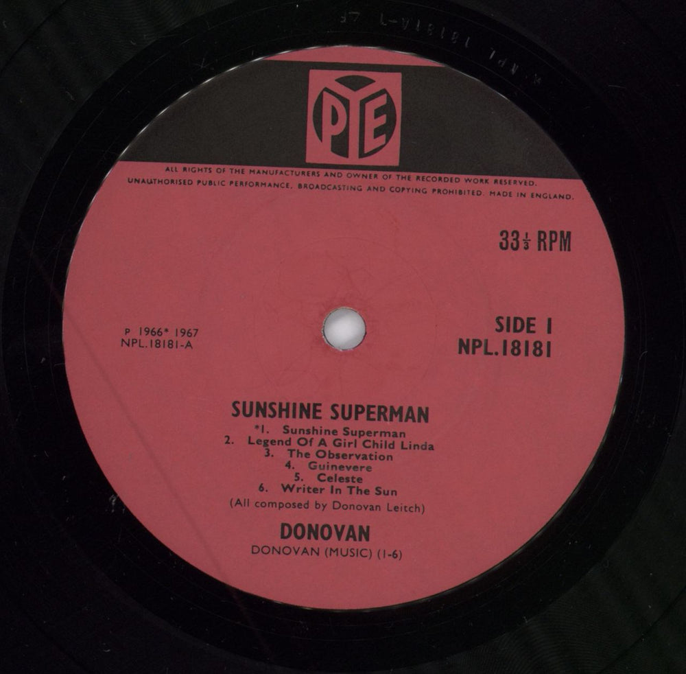 Donovan Sunshine Superman - VG UK vinyl LP album (LP record)