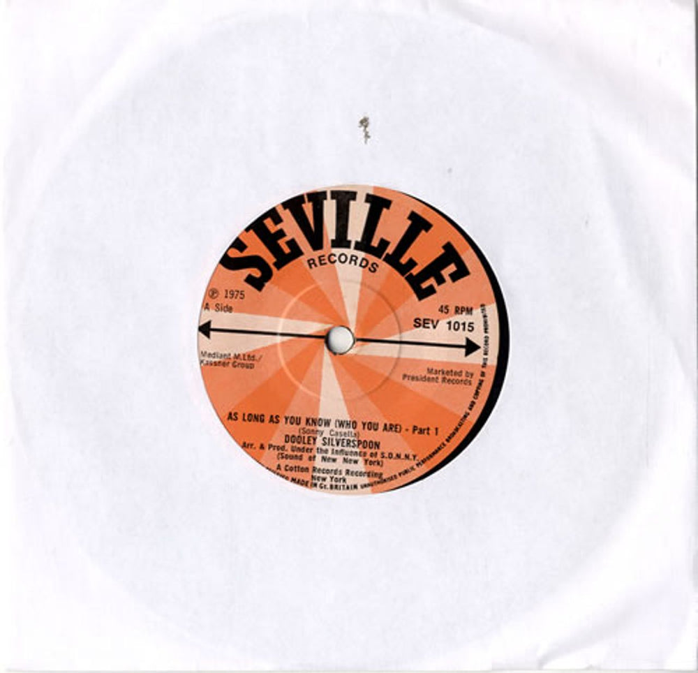 Dooley Silverspoon As Long As You Know (Who You Are) - Part 1 UK 7" vinyl single (7 inch record / 45) SEV1015