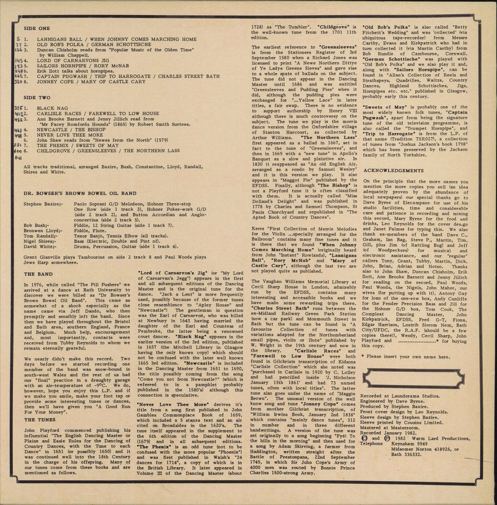 Dr. Bowser's Brown Bowel Oil Band A Good Run For Your Money UK vinyl LP album (LP record)