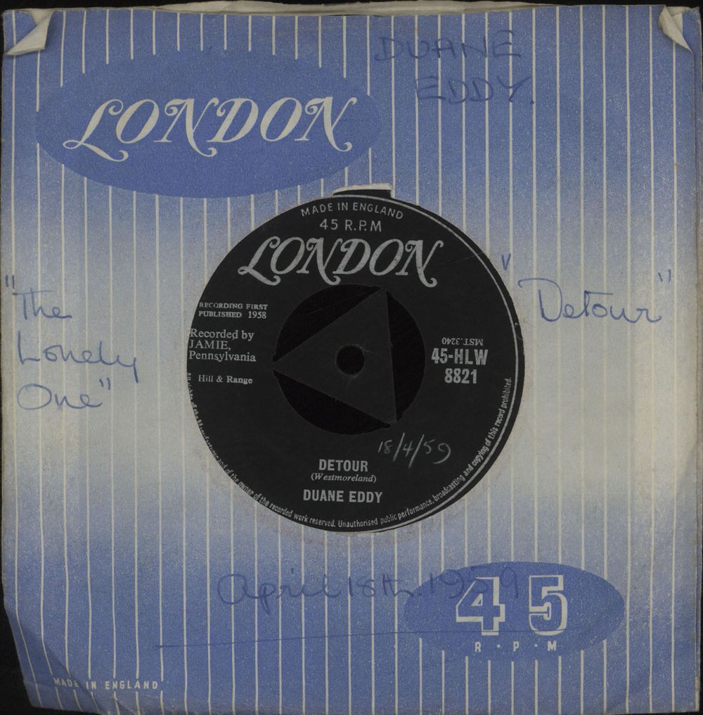 Duane Eddy Detour UK 7" vinyl single (7 inch record / 45) 45-HLW8821