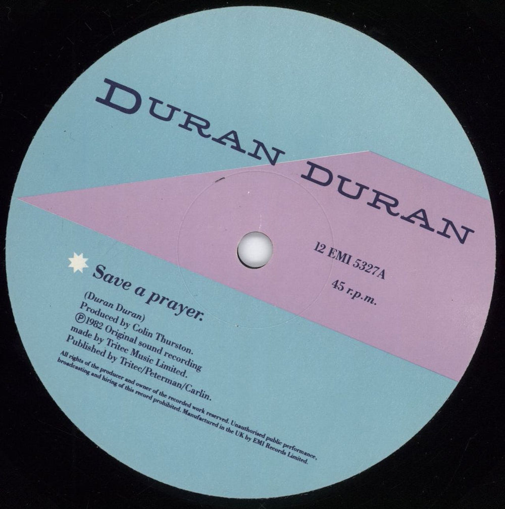 Duran Duran Save A Prayer - Blue/Pink Labels UK 12" vinyl single (12 inch record / Maxi-single) DDN12SA779570