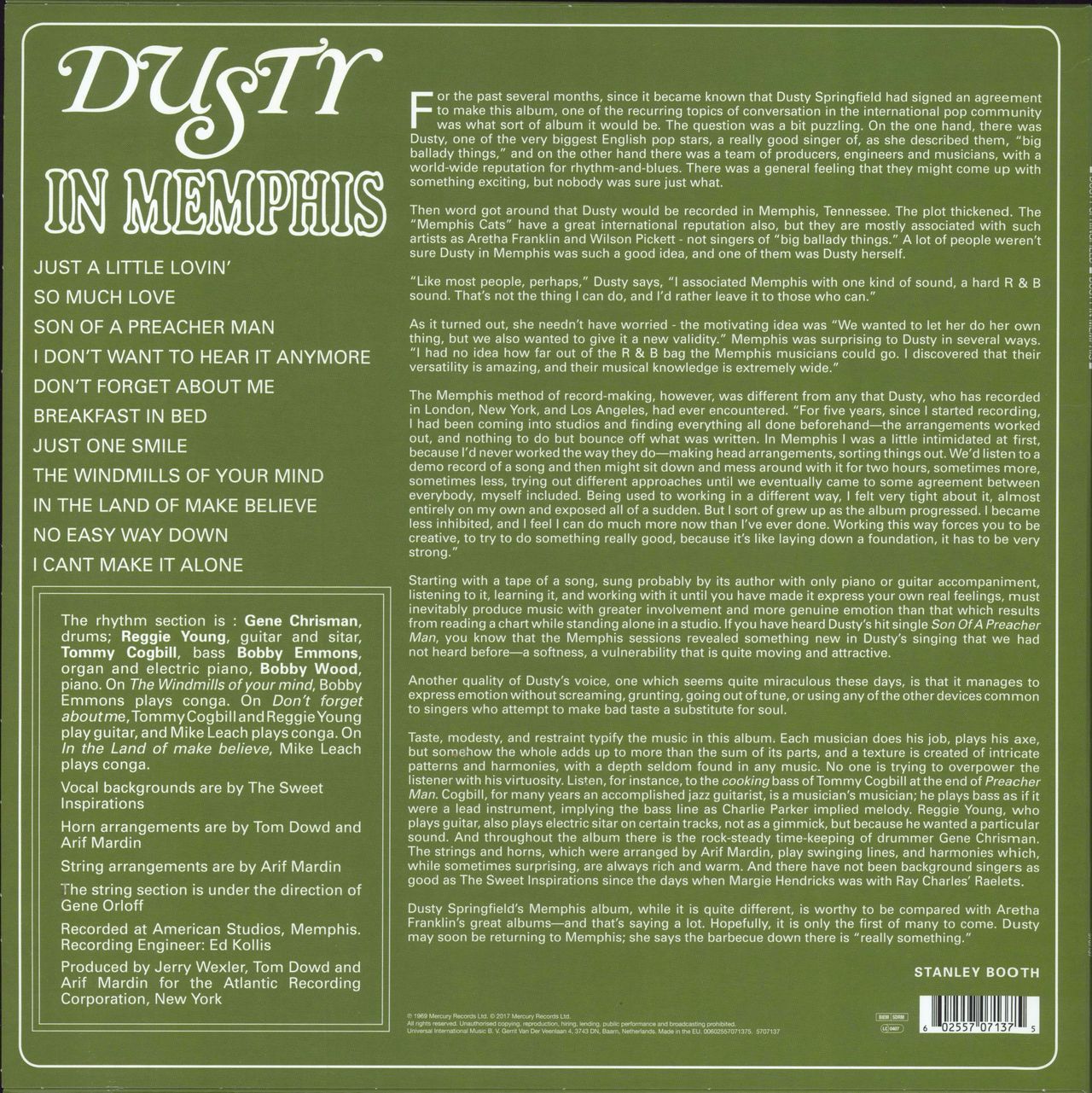 Dusty Springfield Dusty In Memphis - 180gm UK Vinyl LP — RareVinyl.com