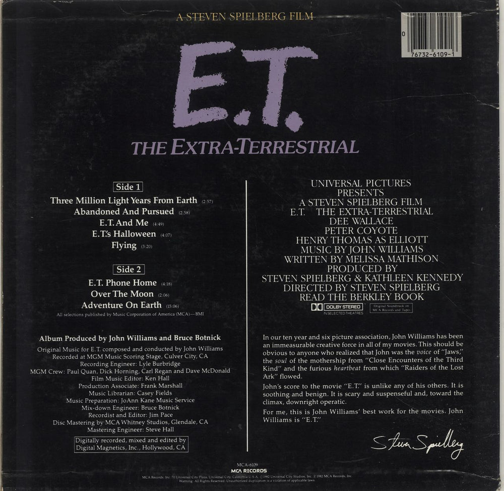 E.T. E.T. The Extra-Terrestrial US vinyl LP album (LP record)