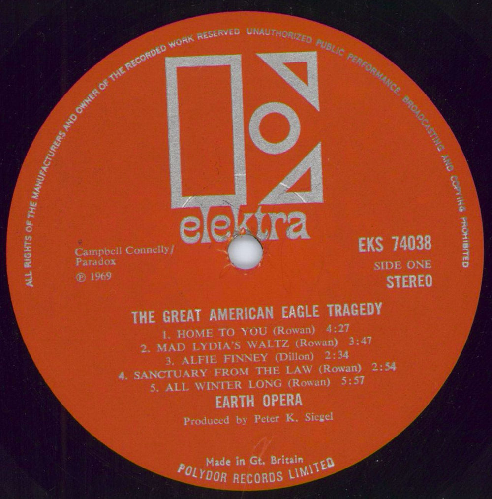 Earth Opera The Great American Eagle Tragedy - 1st UK vinyl LP album (LP record) E-OLPTH790562