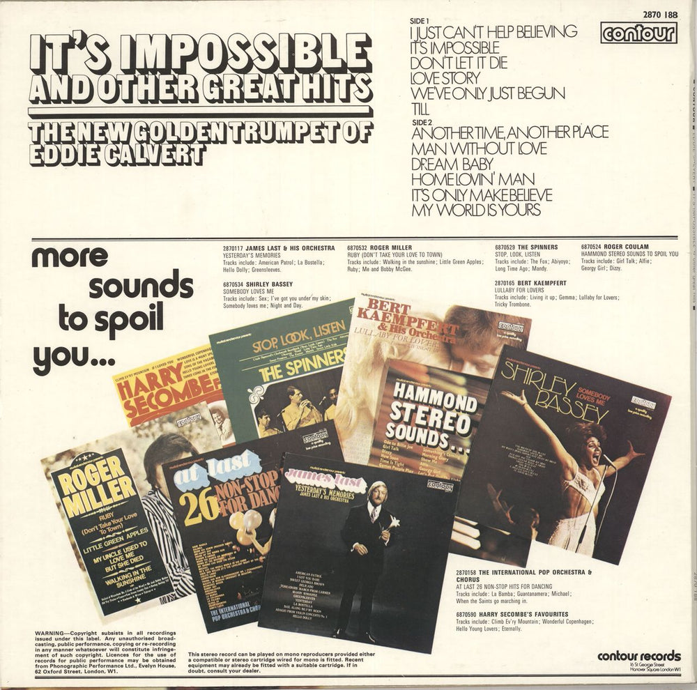 Eddie Calvert It's Impossible And Other Great Hits UK vinyl LP album (LP record)