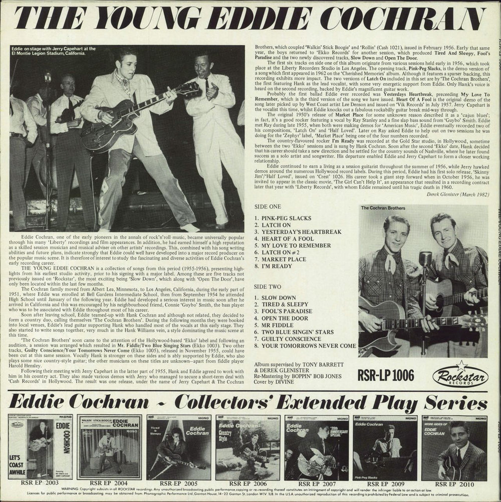 Eddie Cochran The Young Eddie Cochran UK vinyl LP album (LP record)