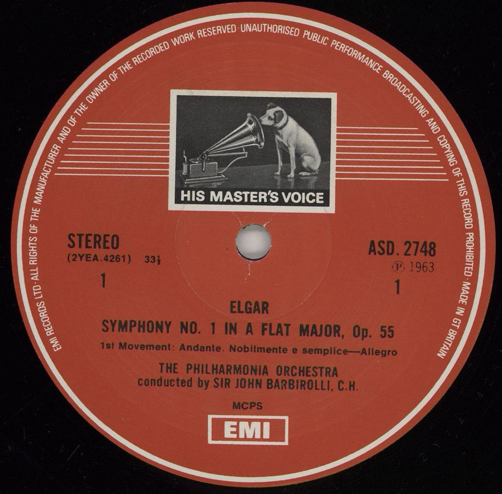 Edward Elgar Symphony No.1 In A Flat Major UK vinyl LP album (LP record) EFDLPSY758632
