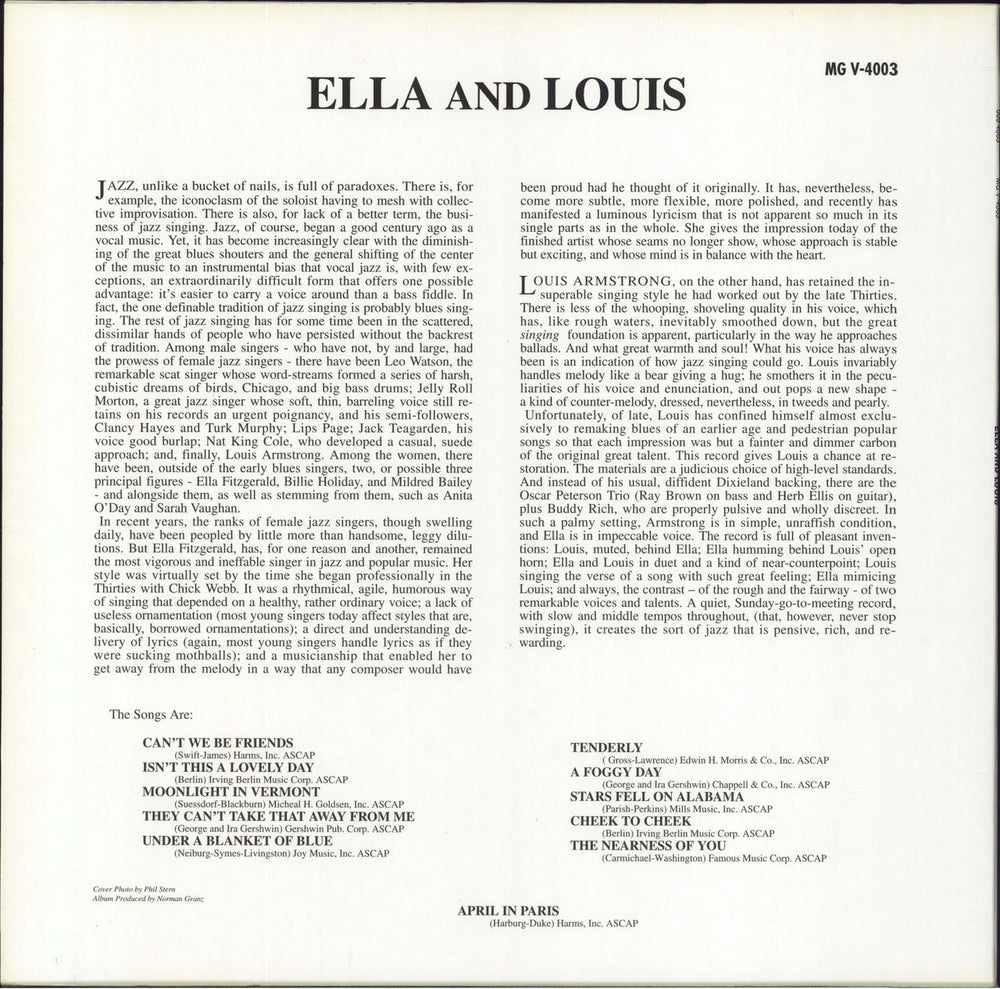 Ella Fitzgerald & Louis Armstrong Ella & Louis - 180gm - EX UK vinyl LP album (LP record)