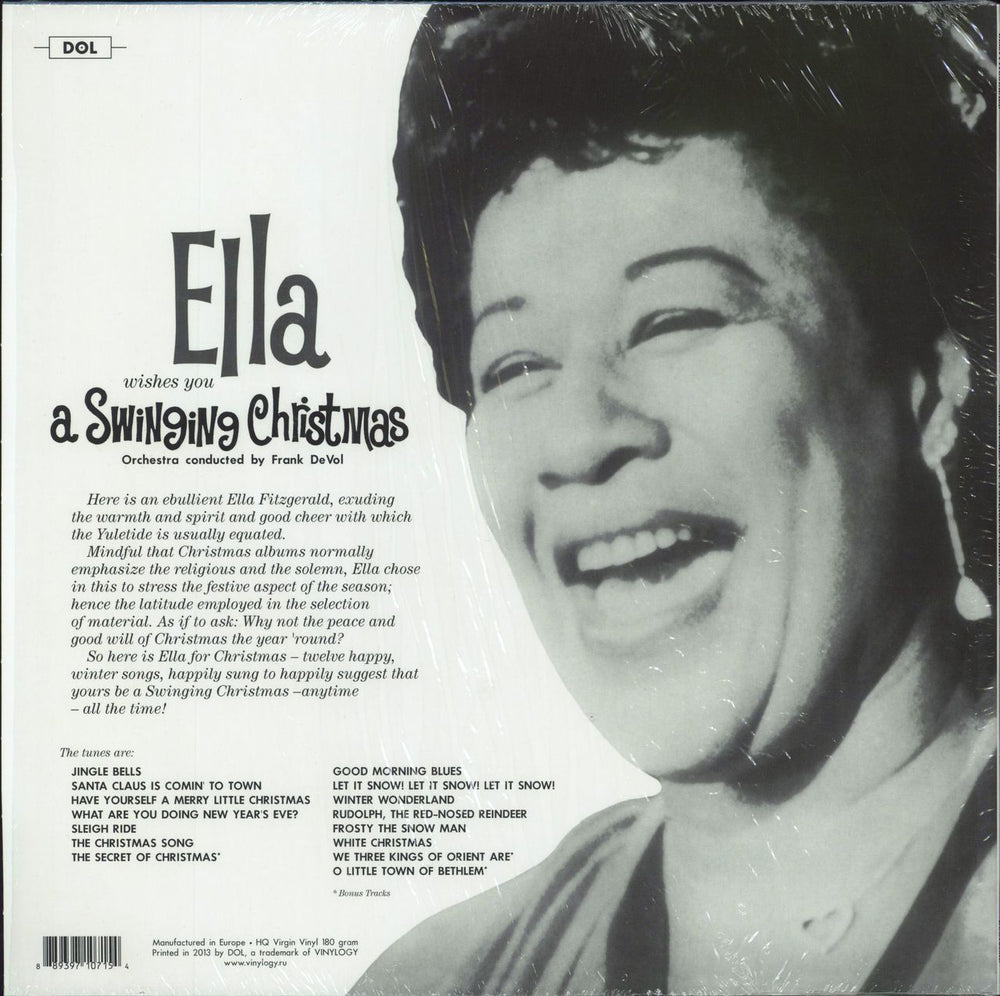 Ella Fitzgerald Ella Wishes You A Swinging Christmas - White Vinyl UK vinyl LP album (LP record) 889397107154