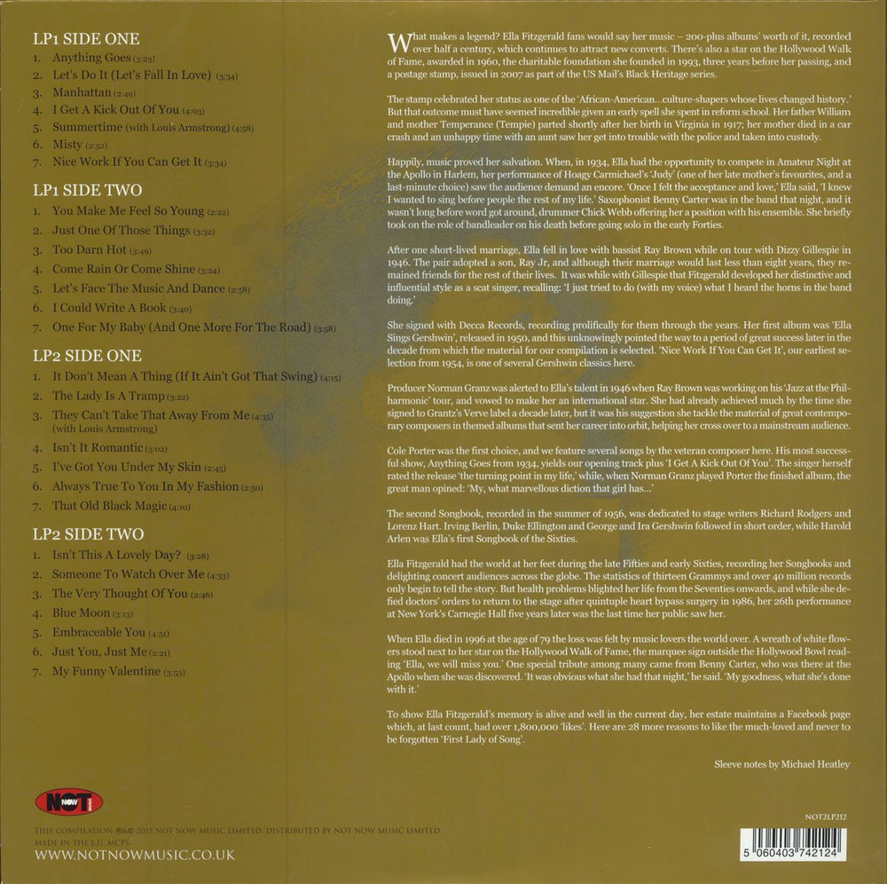 Ella Fitzgerald Gold: The Original Classics UK 2-LP vinyl record set (Double LP Album) 5060403742124