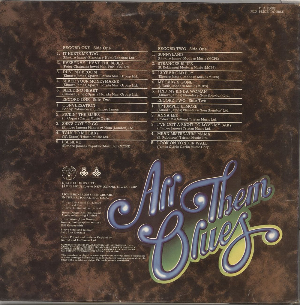 Elmore James All Them Blues UK 2-LP vinyl record set (Double LP Album)