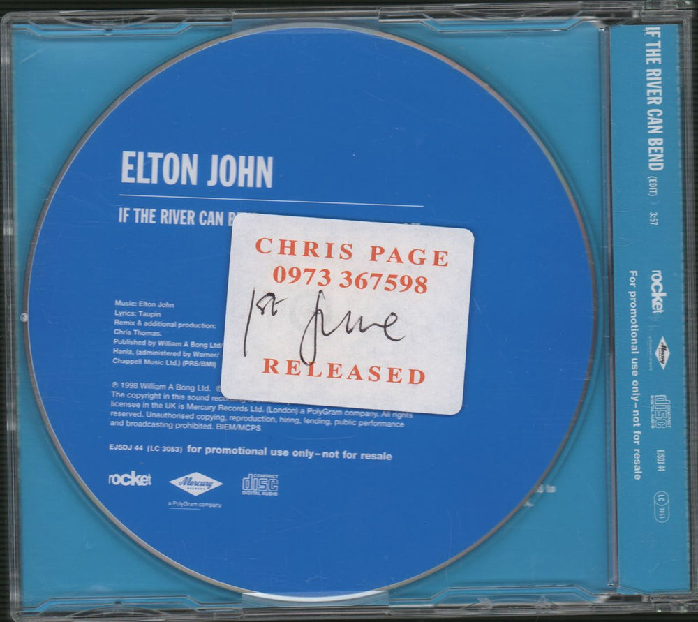 Elton John If The River Can Bend UK Promo CD single (CD5 / 5") JOHC5IF111221