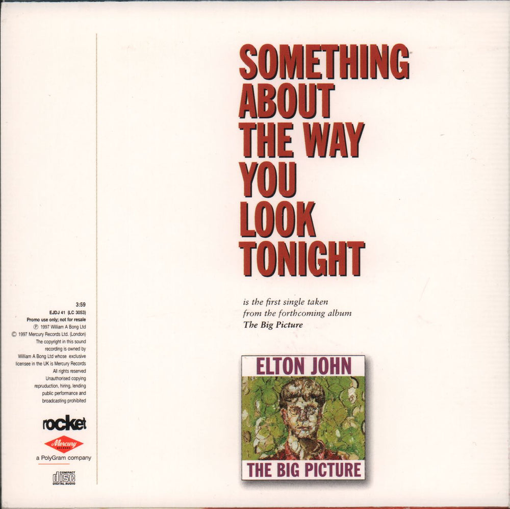 Elton John Something About The Way You Look Tonight UK Promo CD single (CD5 / 5")