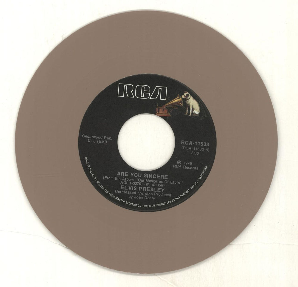 Elvis Presley Are You Sincere - Beige Vinyl Canadian 7" vinyl single (7 inch record / 45) ELV07AR100596