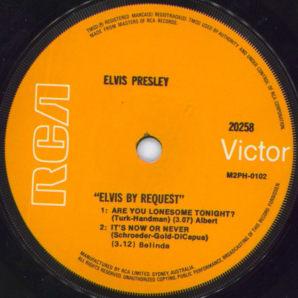 Elvis Presley Elvis By Request - Orange Label + Wraparound P/S Australian 7" vinyl single (7 inch record / 45) ELV07EL806535