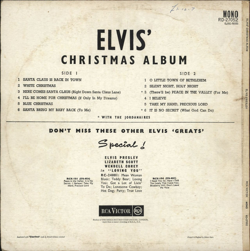 Elvis Presley Elvis' Christmas Album - 2nd - EX UK vinyl LP album (LP record)