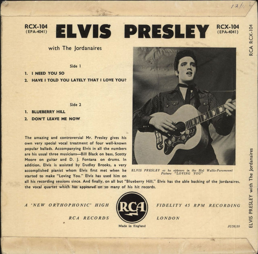 Elvis Presley Elvis Presley EP - JU58/1 UK 7" vinyl single (7 inch record / 45)