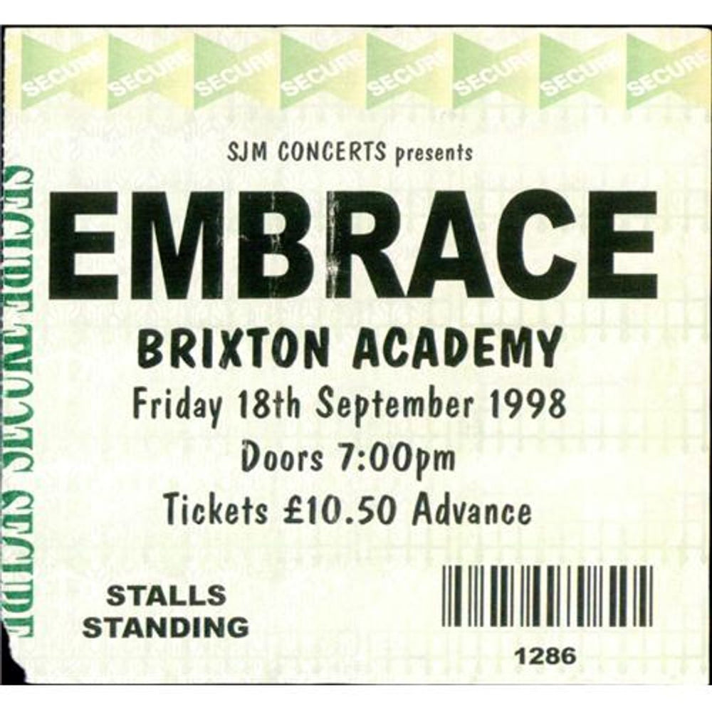 Embrace Brixton Academy UK concert ticket EMBTIBR413837