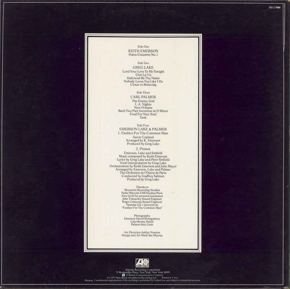 Emerson Lake & Palmer Works Volume 1 - EX US 2-LP vinyl record set (Double LP Album)