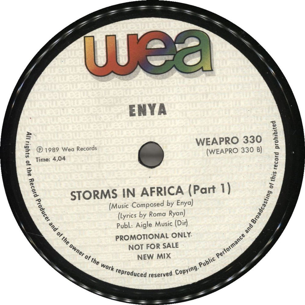 Enya Storms In Africa South African Promo 7" vinyl single (7 inch record / 45) WEAPRO330