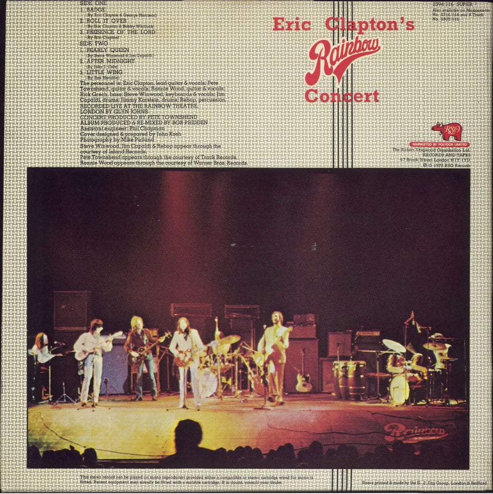 Eric Clapton Eric Clapton's Rainbow Concert - EX UK vinyl LP album (LP record)