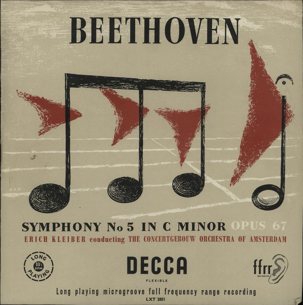 Erich Kleiber Beethoven: Symphony No. 5 In C Minor Op. 67 UK vinyl LP album (LP record) LXT2851
