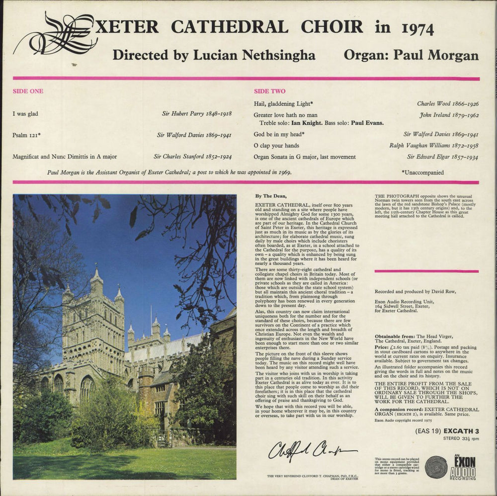 Exeter Cathedral Choir Exeter Cathedral Choir In 1974 UK vinyl LP album (LP record)