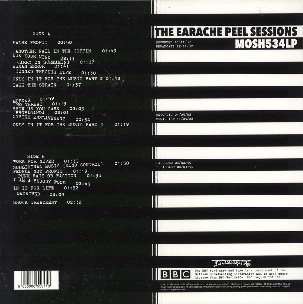 Extreme Noise Terror Grind Madness At The BBC - The Earache Peel Sessions - Bloody Fool Vinyl UK vinyl LP album (LP record) 5055006553413