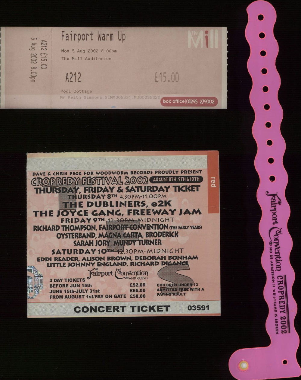 Fairport Convention Cropredy Festival 2002 + Ticket Stubs & Wristband UK Promo tour programme F-CTRCR663332