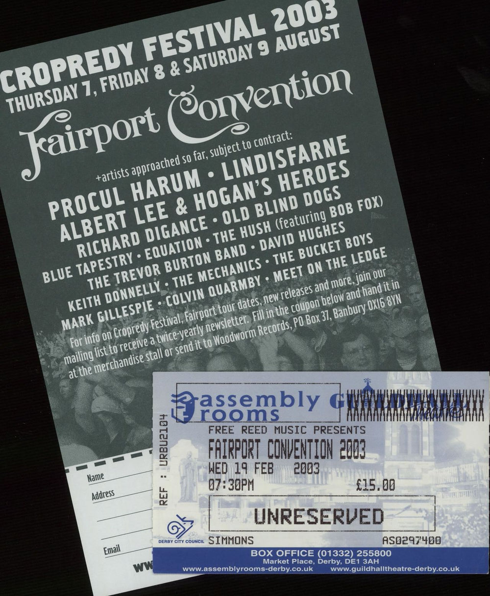 Fairport Convention Walk Awhile + Ticket Stub UK Promo tour programme F-CTRWA663336