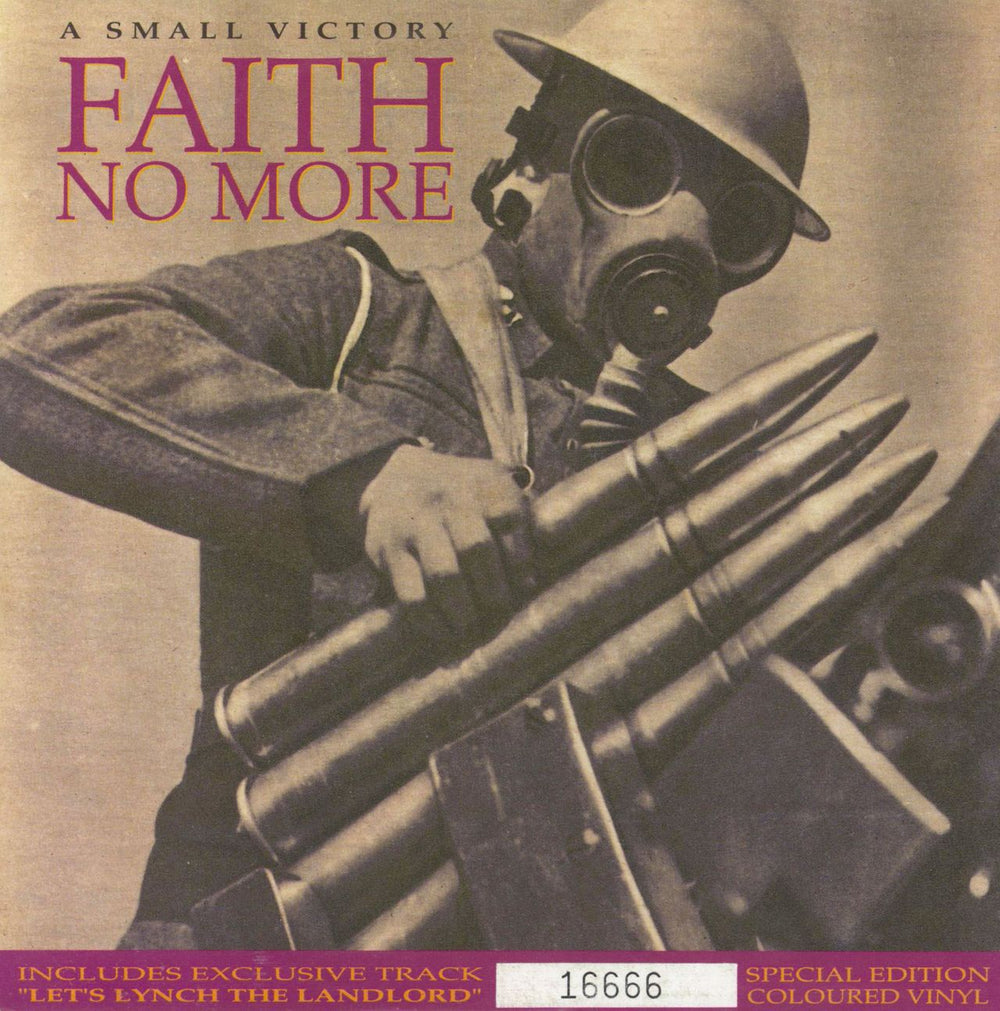 Faith No More A Small Victory - Yellow Vinyl UK 7" vinyl single (7 inch record / 45) LASH39