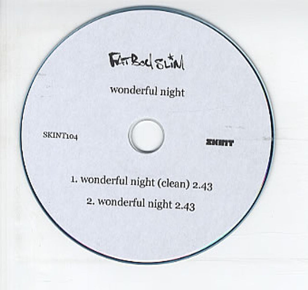 Fatboy Slim Wonderful Night UK Promo CD-R acetate CD-R ACETATE