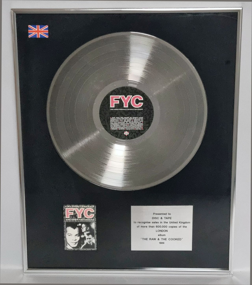 Fine Young Cannibals The Raw & The Cooked UK award disc PLATINUM X2