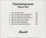 Fischerspooner Never Win UK Promo CD-R acetate FHPCRNE385733