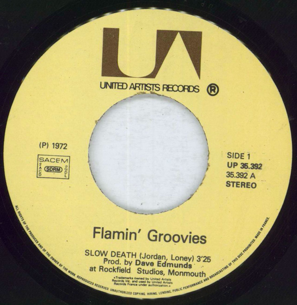 Flamin' Groovies Slow Death + Sleeve French 7" vinyl single (7 inch record / 45) FLA07SL818810