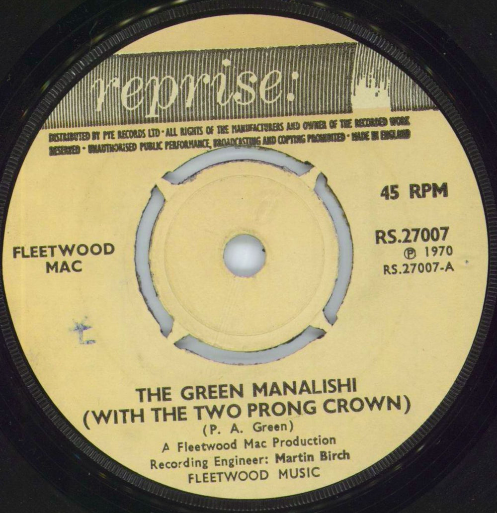 Fleetwood Mac The Green Manalishi - VG UK 7" vinyl single (7 inch record / 45) RS27007