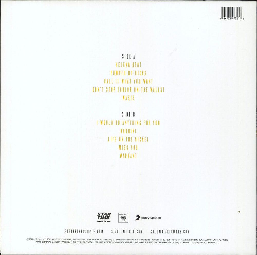 Foster The People Torches US vinyl LP album (LP record) 586603.1