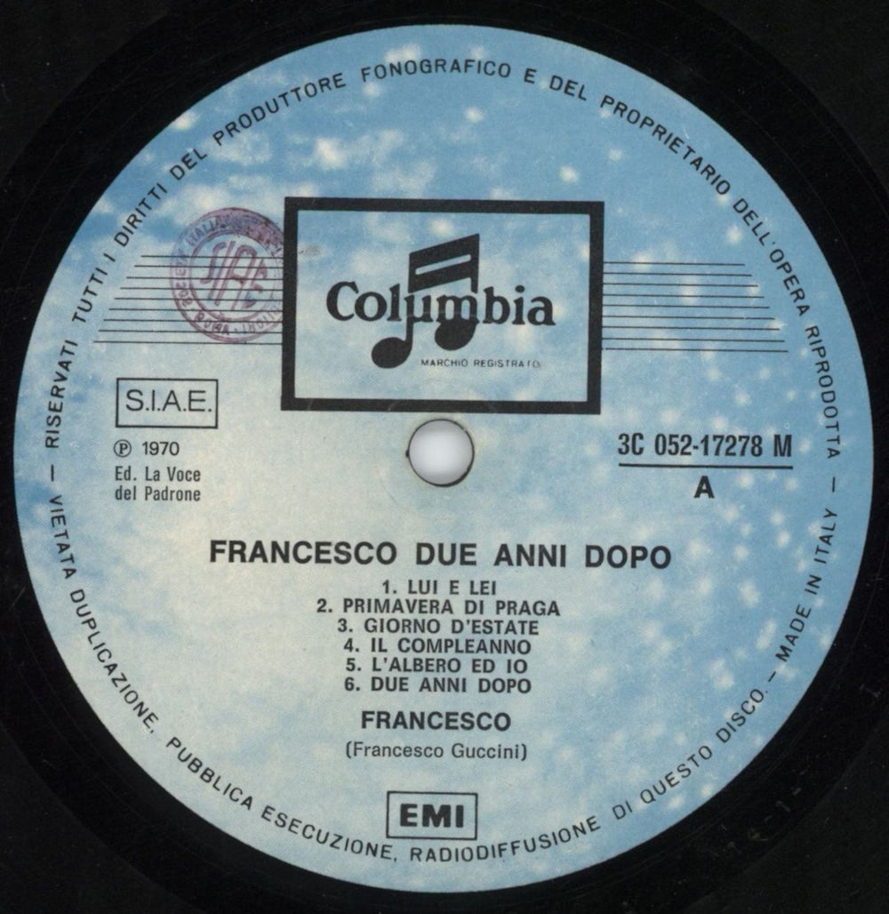 Francesco Guccini Due Anni Dopo Italian vinyl LP album (LP record) 41BLPDU809293