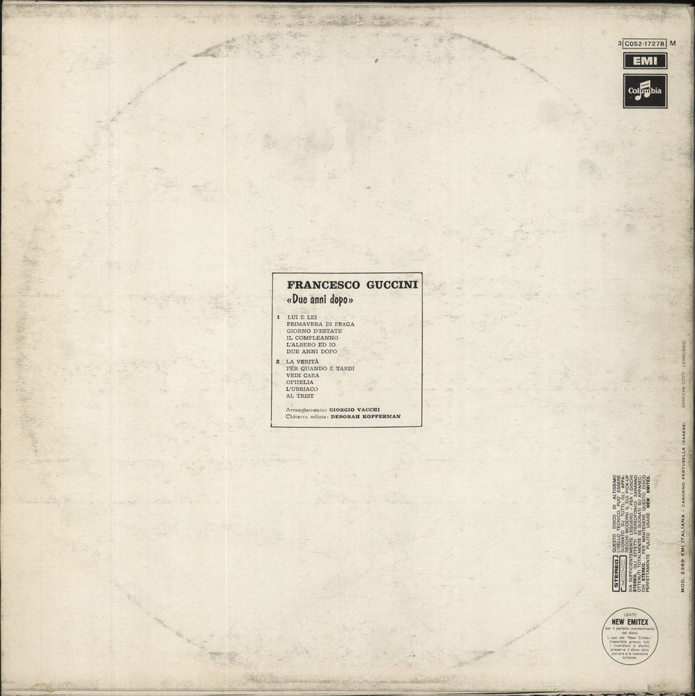 Francesco Guccini Due Anni Dopo Italian vinyl LP album (LP record)